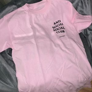 Anti social social club Hong Kong Pink Tee Small